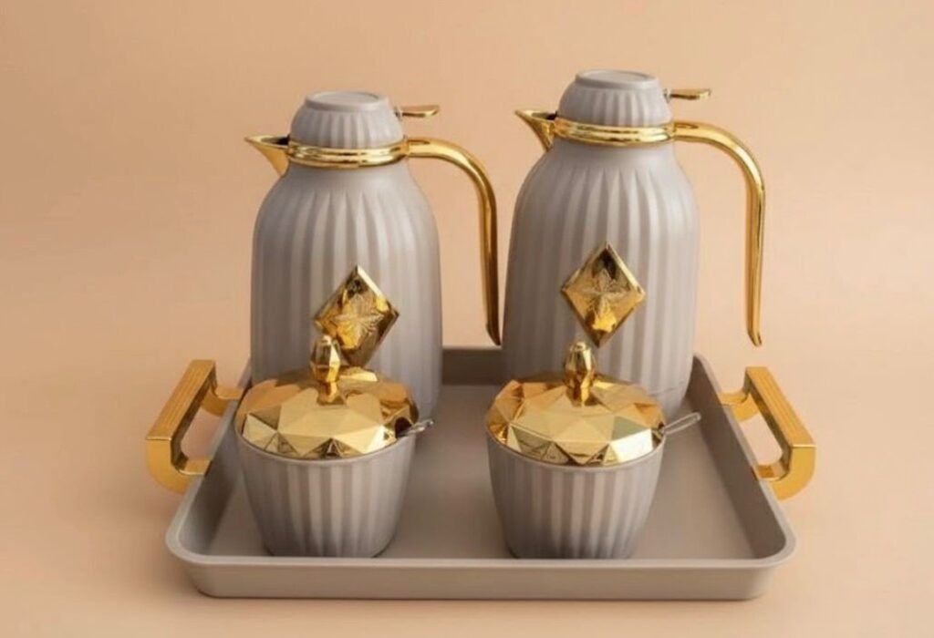 modern flask set with sugar pot tray grey